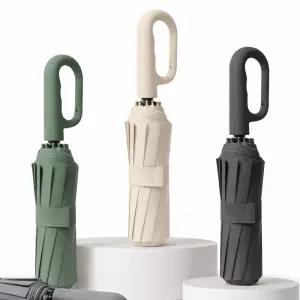 고리손잡이 3단 자동우산 카리비너 초등학교 여행 등산 양산 인쇄