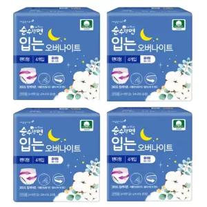 깨끗한나라 순수한면 입는 오버나이트 중대형 4개입, 4개