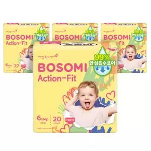 보솜이 NEW 액션핏 팬티 기저귀, 점보형, 20매, 4팩, 1개(80매)