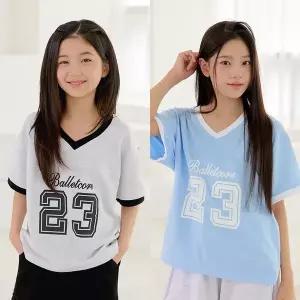 [shopDekelly]벨라 브이넥 반팔 티셔츠 여아 주니어 의류 초등학생 옷