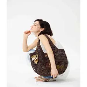 닥스 DAKS 미니거울브라운 라피아 꼬임 메쉬 숄더백 L DCBA6E590 424998