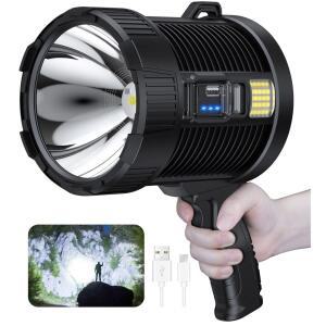 충전식 LED 스포트라이트 900000 대형 휴대용 태양광 손전등 매우 밝은 루멘 야외