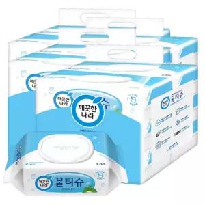 깨끗한나라 페퍼민트 블루 물티슈 70매 6입 4팩