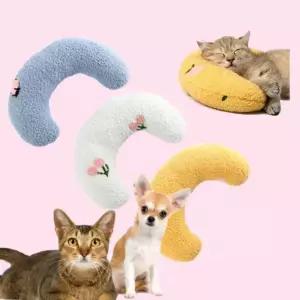 고양이 초승달 베개 쿠션 방석 침대 강아지 U형 반려 동물 부드러운 애견 용품 장난감
