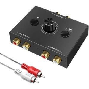 양방향 오디오 분배기 스위치 2x1/1x2 L/R RCA 무손실 변환 스테레오 스피커/헤드폰용