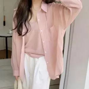 여성 여름 시스루 셔츠 남방 루즈핏 블라우스