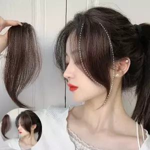 앞머리가발 C컬 옆머리 똑딱이 부분가발 헤어피스 웨이브 앞머리