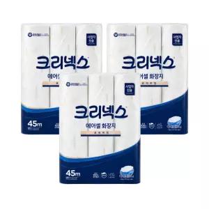 크리넥스 에어셀 두루마리 화장지 프리미엄 45m 24롤 x 3 (총72롤)