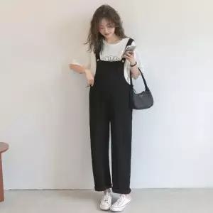 캐주얼 임산부 멜빵 바지 와이드 팬츠 임부복