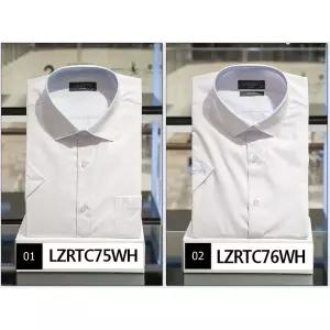 봄옷 란체티 남성 화이트/블루 솔리드 반소매 슬림핏/일반핏 와이셔츠 LZRTC76WH/75WH