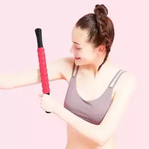 1x 휴대용 9-휠 마사지 롤러 스틱 안티 셀룰라이트 슬리밍 바디 팔 등 목 근육 조직용