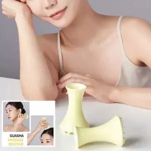 노란색 세라믹 구아샤 얼굴 바디 마사지 도구 보드 페이스 트 마사지기