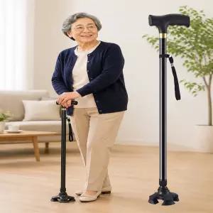조이쥬드 노인 네발 접이식 지팡이 4발 의료용 할머니 초경량 카본 사발