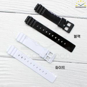 카시오 호환 밴드 LRW-200H 블랙 화이트 러버밴드