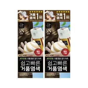 미쟝센 새치염색 올뉴 쉽고 빠른 거품염색약 5N갈색 x2개