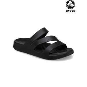 [하프클럽/크록스]크록스 겟어웨이 스트래피 샌들 / 여성 스트랩 사무실 슬리퍼 209587-001 블랙