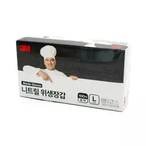 3M 식품용 니트릴 일회용 주방위생장갑 블랙 L 100매