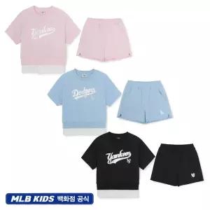 갤러리아 MLB엠엘비키즈 스트릿 베이직 레이어드 여아반팔세트(7FS1B0663)