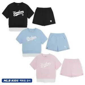 갤러리아 (S1B06)MLB키즈 여아 레이어드 반팔티 세트(7FS1B0663)