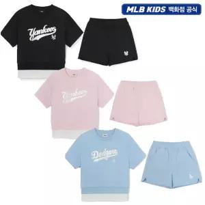 갤러리아 [MLB키즈] 스트릿 베이직 레이어드 여아반팔 상하세트(7FS1B0663)