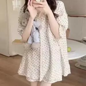 쉬블림로브 반팔+반바지) 여성 홈웨어 플라워 꽃 패턴 잠옷 세트 GGWD0241