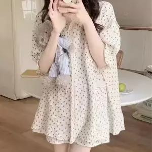 쉬블림로브 (반팔 반바지) 여성 홈웨어 플라워 꽃 패턴 잠옷 세트 GGWD0241