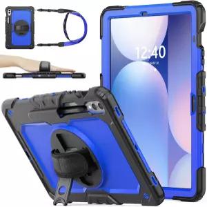 삼성 갤럭시 탭 S10 플러스 S9 FE 5G 태블릿 12.4인치 화면 보호 펜슬 홀더가 있는 케이스 360 회전 핸드