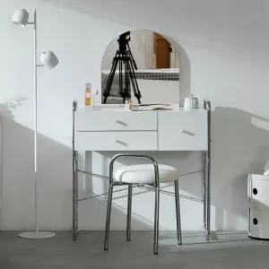 인터데코 화이트 스틸 화장대 80cm (거울+의자포함) TP1110
