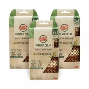 3M 스카치브라이트 옥수수 그물망사 수세미 2+1 x 3개 9개)