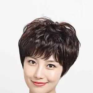 인모 숏컷 통가발 브라운 머리 메쉬망