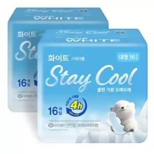 화이트 스테이쿨 생리대 대형 16매 X 2팩 / 쿨링생리대,쿨생리대