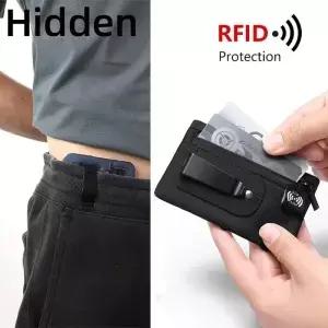 여행용 머니백 RFID 차단 카드 홀더 지갑 숨김 클립 수납 남녀공용 비밀 포켓 허리팩 미니 셀로