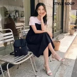 [숲][SOUP] 레이어드 드로스트링 반팔 원피스 (SC4OPH2)