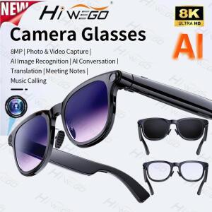 3in1  스마트 안경 AI 8K 카메라 블루투스 통화 음성 비서 음악 플레이어 번역 다기능 변색 HD