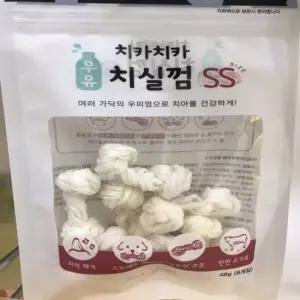 친절한탄씨 치카치카 우유 치실껌 SS 8P 48g 강아지개껌 애견간식 반려견간식 우유맛 48g 8P SS 도그