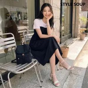 SOUP 레이어드 드로스트링 반팔 원피스 SC4OPH2)