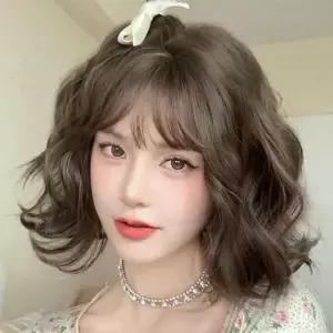 여자 웨이브단발 통가발 자연스러운 물결 가발 2color