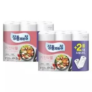 잘풀리는집 4+2롤 키친타월 화장지 2개 150매