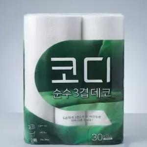 코디 순수 3겹 데코 화장지 30m 30롤x3팩