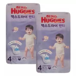 2025 하기스 맥스드라이 팬티형 기저귀 남아용 4단계 52p X 2팩 1Box