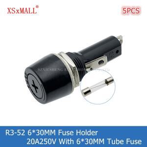 5PCS R3 52 6X30MM 퓨즈 홀더 20A250V 패널 장착 고온 저항 베이클라이트 베이스 튜브