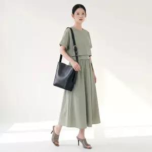 허리 밴딩 투인원 원피스 AS2WO5901300421