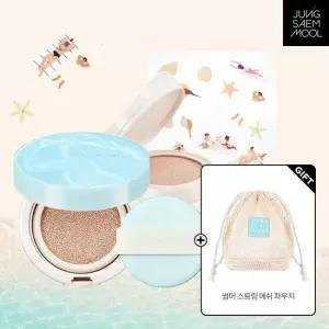 [7][썸머에디션] 정샘물 에센셜 스킨 누더 쿠션 (본품+리필+데코스티커)(+썸머 메쉬 파우치 + 겔 패드 3매)