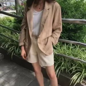 여자 시원한 여름철 가을 코디템 긴팔 린넨 자켓