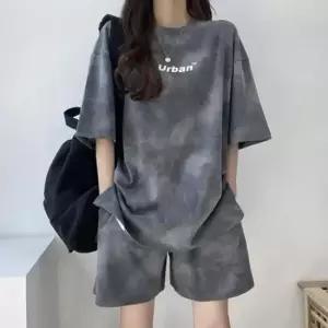 보세츄리닝 여성 캐주얼 루즈핏 학생 반팔 반바지 홈웨어 세트