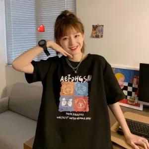 오너클랜 반팔티셔츠 여성 프린팅 크롭티 2컬러 크롭티 여성티셔츠 여자반팔티 여자반팔면티