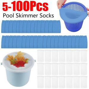 100-5PCS 풀 스키머 양말 탄성 나일론 메쉬 수영장 필터 바구니 잔해워터 잎 보관