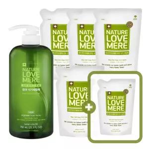 네이쳐러브메레 유아 식기세정제 용기 750ml 1개+리필 500ml 4팩 + [GIFT] 식기세정제 리필 500ml 1팩