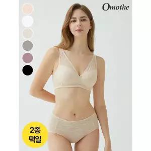 [오모떼] 빅사이즈 ABCDE컵 베이직 풀커버 노와이어 브라팬티(OMFGBR10_2S) 2종/택일