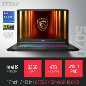 ⓒ MSI 소드 GF76 HX B14WGK-i9 QHD 32GB 4TB WIN11 / 17인치 편집 고성능 게임 포토샵 캐드 AI 노트북